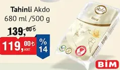 AKDO TAHİNLİ DONDURMA 680 ML fiyat ve kampanya bilgisi